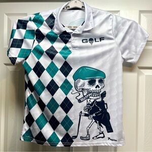 Pagymo Men’s Performance Golf Polo -Skeleton And & Argyle Graphic Shirt